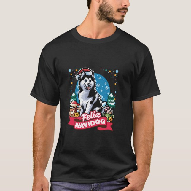 T-shirt Malamute de l'Alaska Santa Claus Café Mug Merry Ch (Devant)