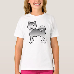 T-shirt Malamute Esquimau Argenté Chien de Dessin Animé Mi