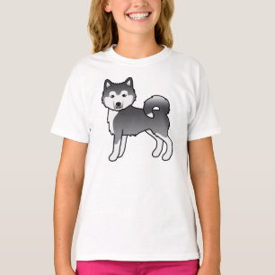 T-shirt Malamute Esquimau Bleu Chien de Dessin Animé Migno
