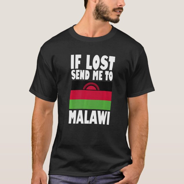 T-shirt Malawi Drapeau design Si perdu envoyez-moi au Mala (Devant)