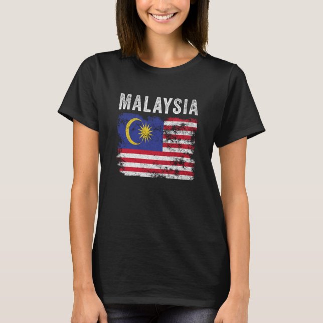 T-shirt Malaysia Flag Distressed Men Women Kids Malaysian  (Devant)