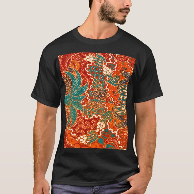 T-shirt Malaysian Batik : Beau Motif d'art. (Devant)