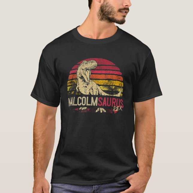 T-shirt Malcolm Saurus Funny Dinosaure personnalisé T Rex  (Devant)
