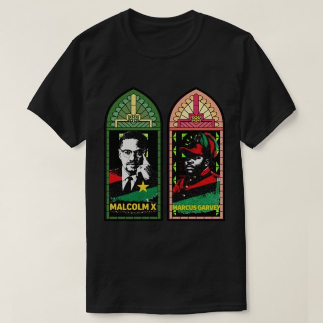 T-shirt Malcolm X Marcus Garvey vitrail panafricain (Design devant)