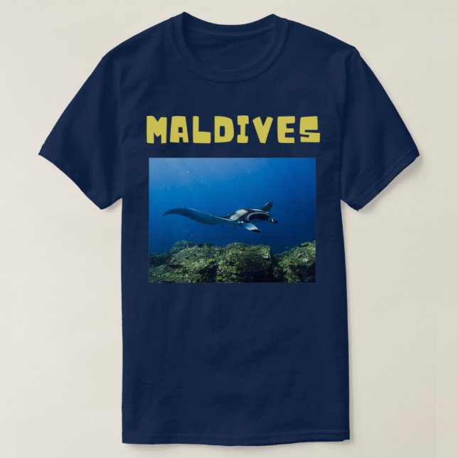 T-shirt Maldives cute manta ray diving (Design devant)