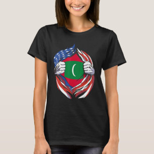 T-shirt Maldives Drapeau Américain Fier De Mon Hérite Mald
