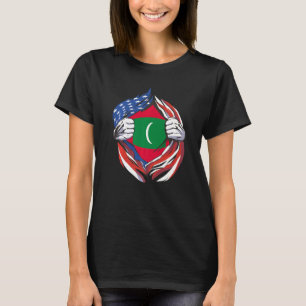 T-shirt Maldives Drapeau Américain Fier De Mon Hérite Mald