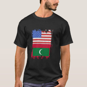 T-shirt Maldives Drapeau Maldivien USA Amérique Cœur Maldi