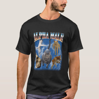 T-shirt Mâle Alpha Blague Drôle Mème Humour Adulte Chat Mè