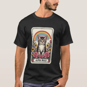 T-shirt Mâle Alpha Chat Drôle Arc-en-ciel Fleurs