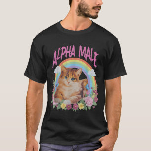 T-shirt Mâle Alpha Drôle Chaton Arc-en-ciel Floral Meme Gr