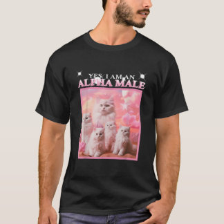 T-shirt Mâle Alpha Ironique Chat Drôle Drôle Chat Alpha Mâ