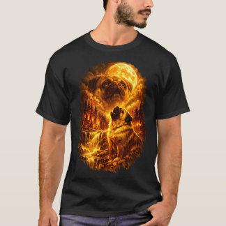 T-shirt Mâle hurleur à la lune pleine lune dramatique 