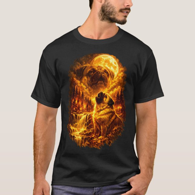 T-shirt Mâle hurleur à la lune pleine lune dramatique  (Devant)
