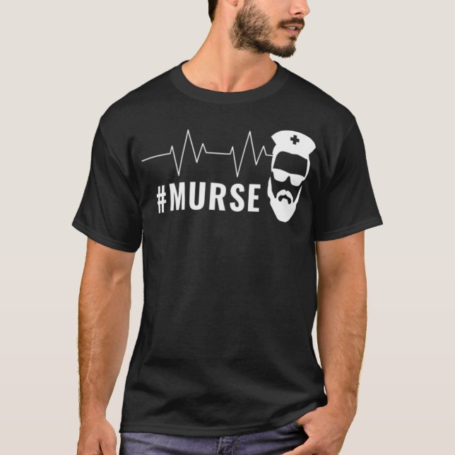 T-shirt Male Nurse Gifts Heartbeat Murse Gifts RN LPN CNA  (Devant)
