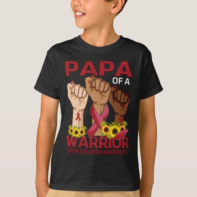 T-shirt Mâle Papa D'Un Guerrier Cerveau Aneurysme Sensibil (Devant)