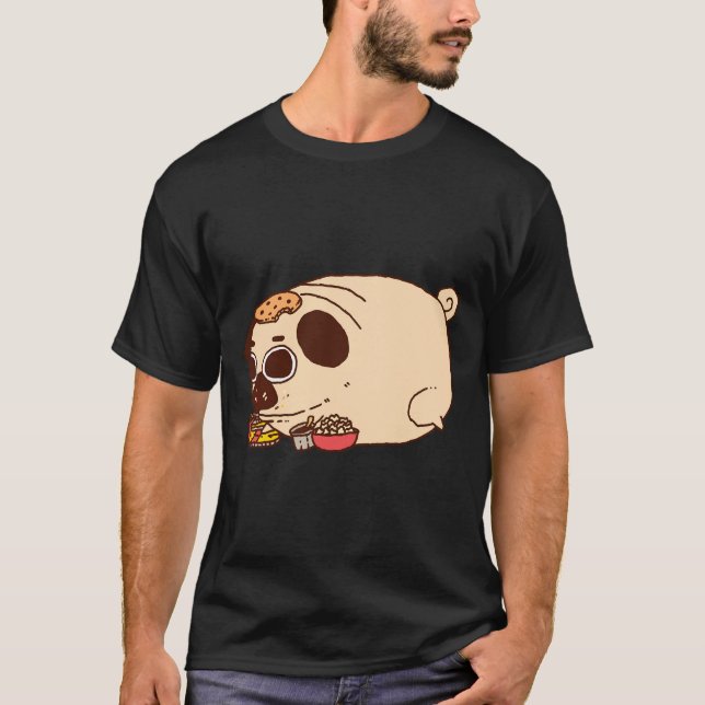 T-shirt mâle pug joufflu mangeant Classique 886 (Devant)
