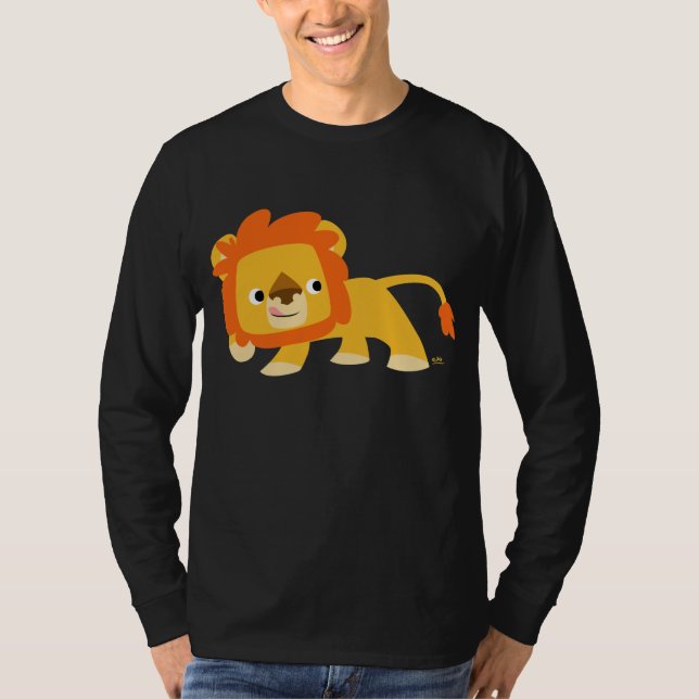 T-shirt malfaisant de long-douille de lion de (Devant)