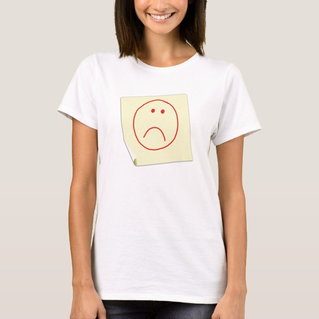 T-shirt malheureux de note de post-it de visage (Devant)