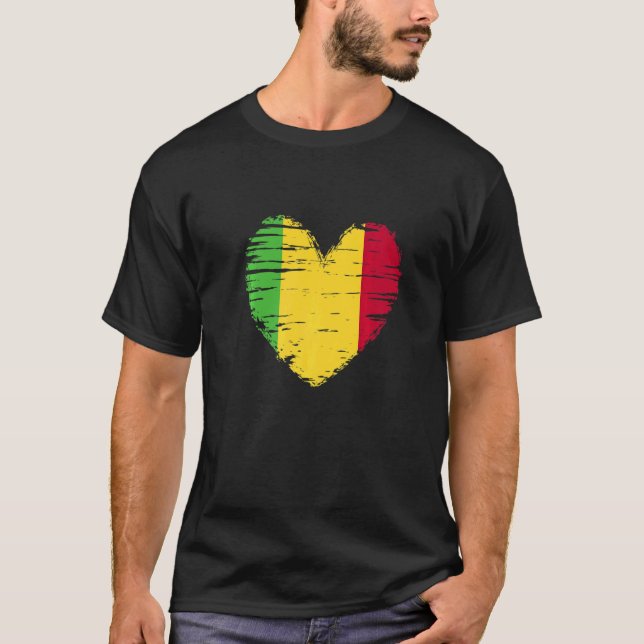 T-shirt Mali Heart Malien Drapeau Malien Pride Malienne (Devant)