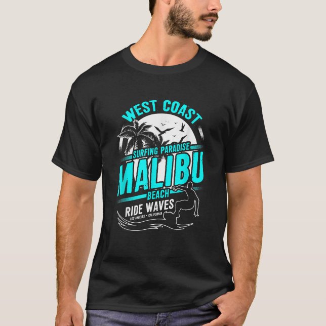 T-shirt Malibu Beach California West Coast Surfers T (Devant)
