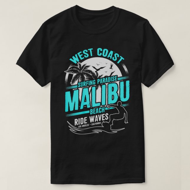 T-shirt Malibu Beach Californie Côte Ouest Surf Surfers Gi (Design devant)