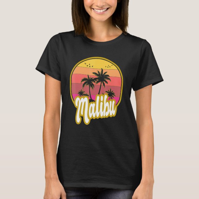 T-shirt Malibu California Beach Retro Sunset (Devant)
