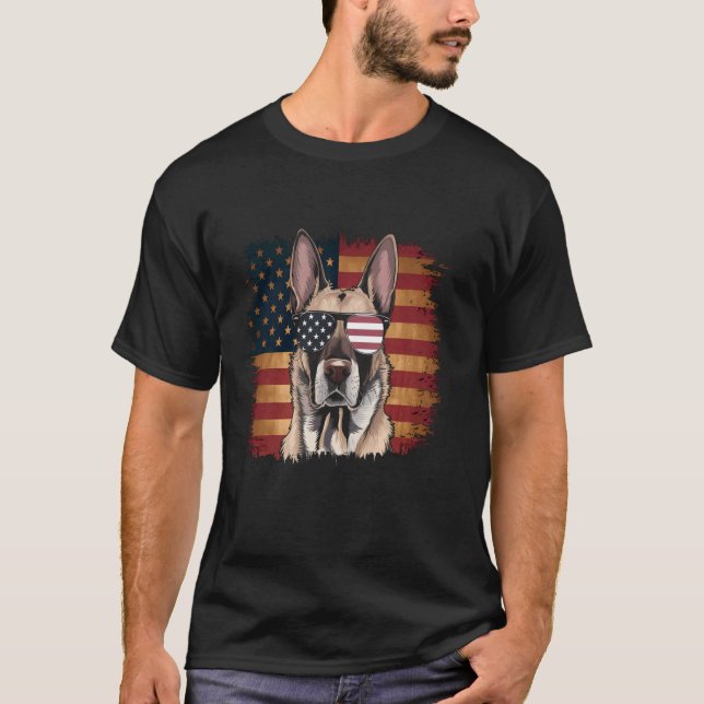 T-shirt Malinois belge 4 juillet (Devant)