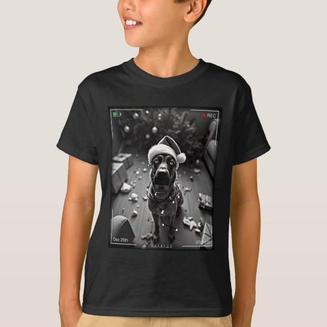 T-shirt Malinois belge de Noël pris sur caméra  (Devant)