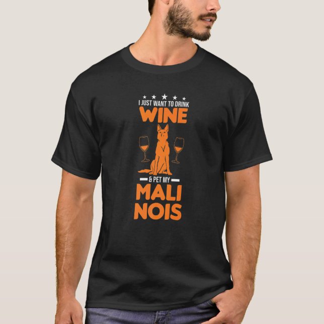 T-shirt Malinois Belge Et Vin (Devant)
