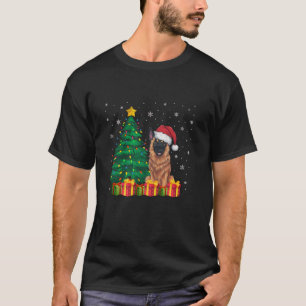 T-shirt Malinois belge laid Santa Hat lumières de Noël D