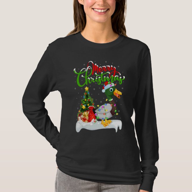 T-shirt Mallard Bird   Xmas Decorations Santa Mallard Chri (Devant)
