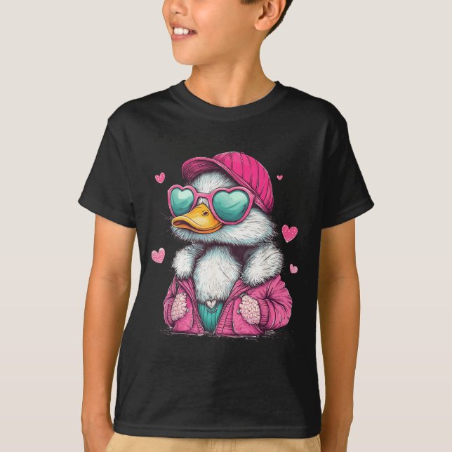 T-shirt Mallard Duck Hunting Funny Valentine's Day Heart G (Devant)