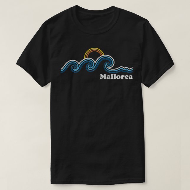 T-shirt Mallorca Espagne Île Sufing Waves Sunset Beach Vi (Design devant)