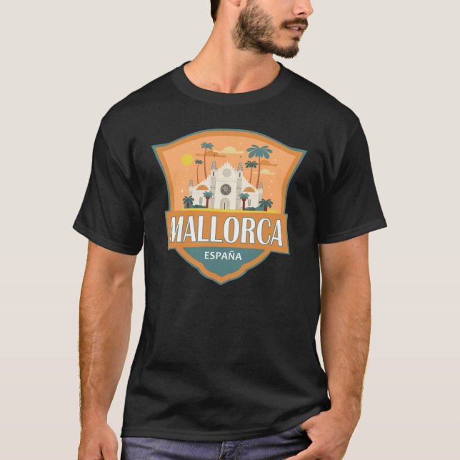 T-shirt Mallorca Espagne Insigne Rétro Voyage (Devant)
