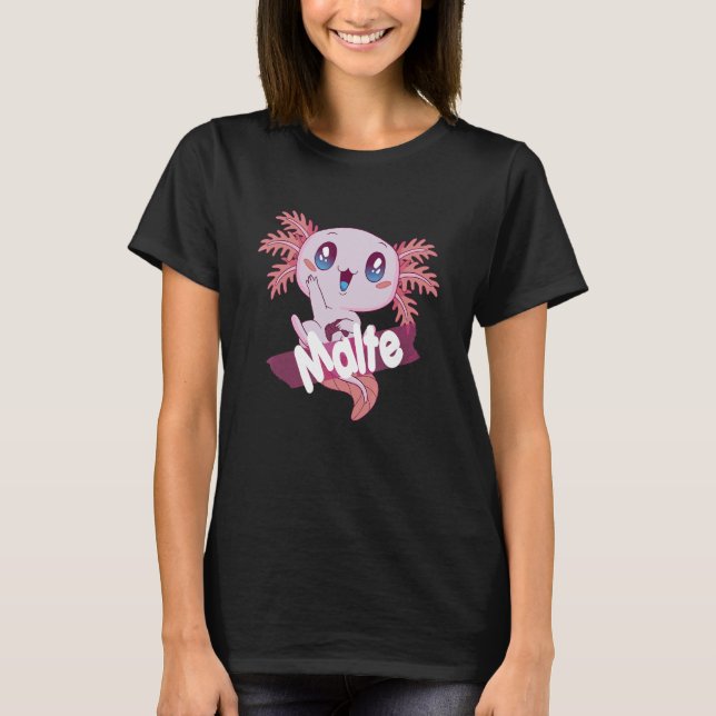 T-shirt MALTE Nom mignon garçon avec adorable AXOLOTL (Devant)