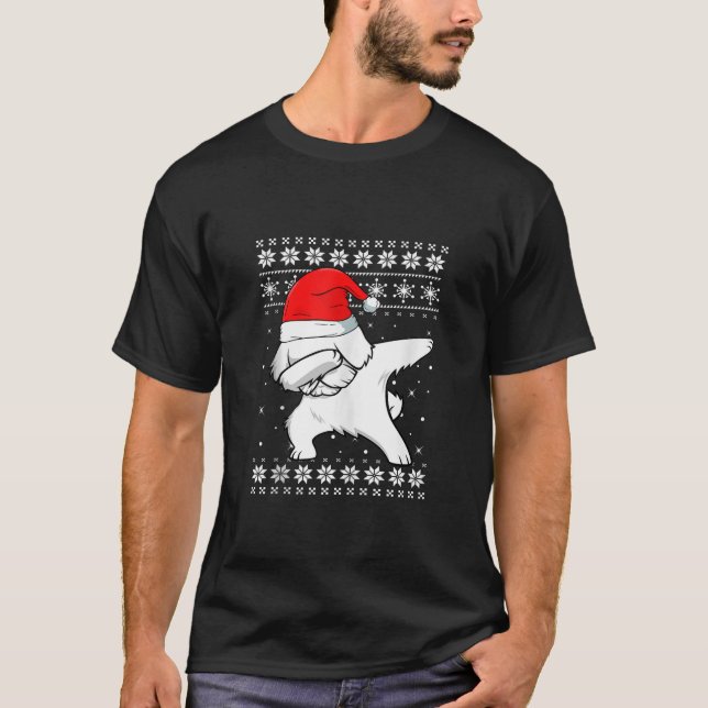 T-shirt Maltese Dabbing Dance Chien laide doux Noël P (Devant)