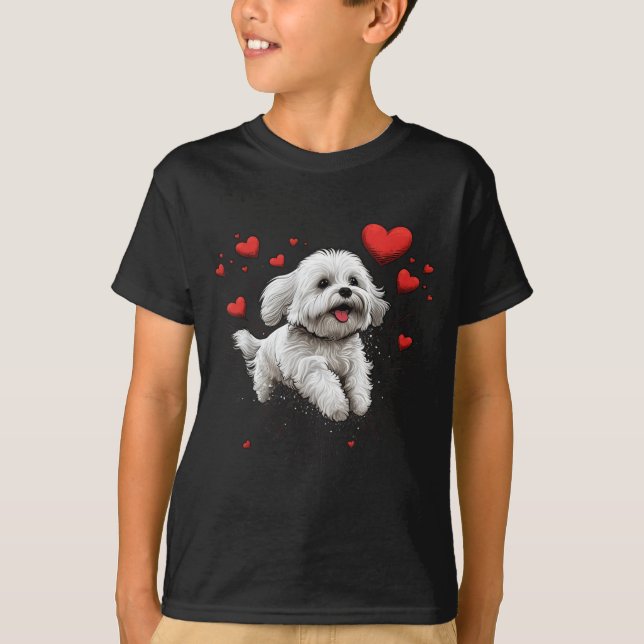 T-shirt Maltese Dog Love Heart For Valentines Day Maltese  (Devant)