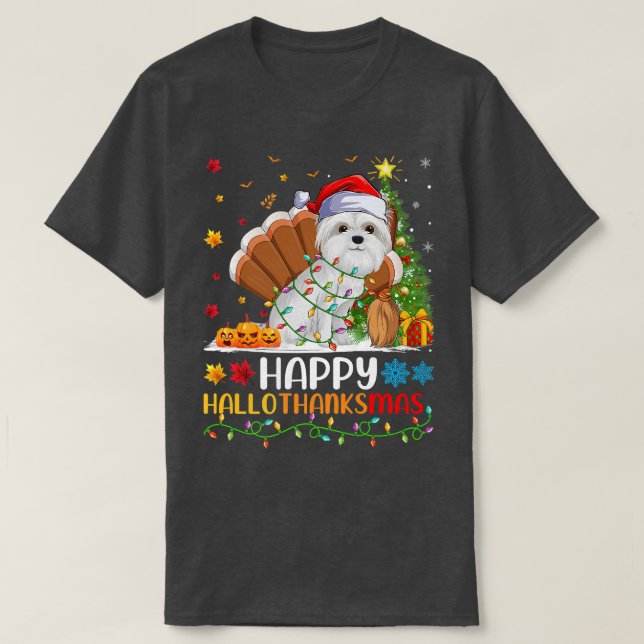 T-shirt Maltese Dog Lover Funny Happy Maltese Dog HelloTha (Design devant)