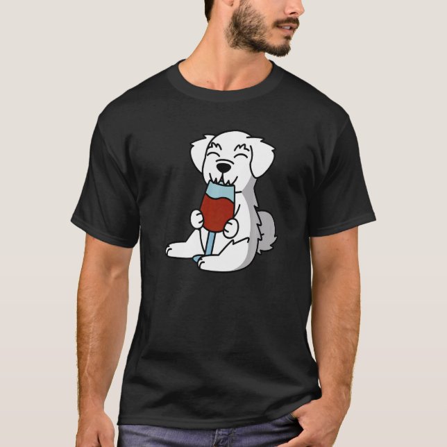 T-shirt Maltese Drinking Wine Dog   (Devant)