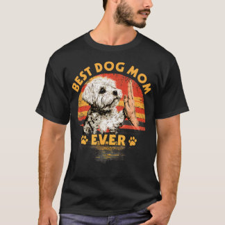 T-shirt Maltese Maman Rétro Coucher de Soleil Chien Drôle
