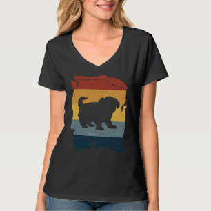 T-shirt Maltese Shih Tzu Vintage dévêtu Silhouette Rétro