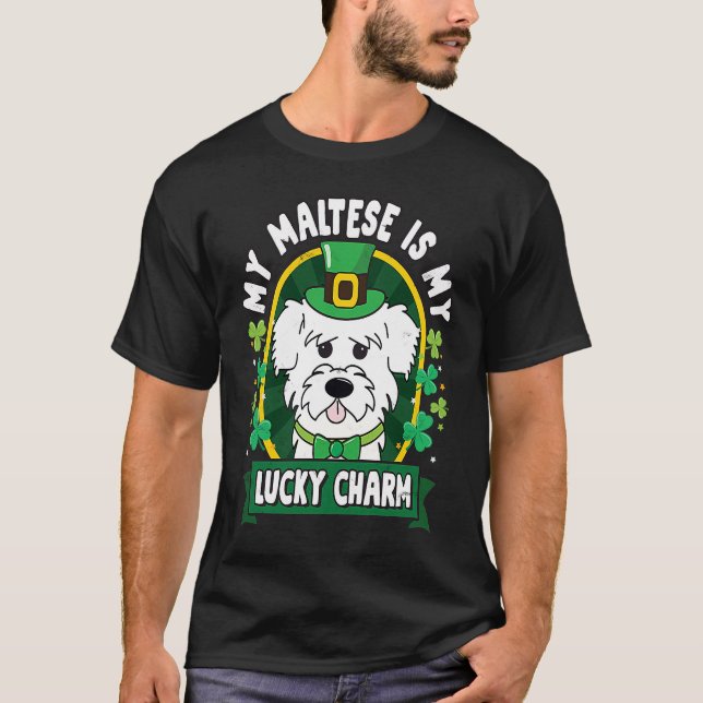 T-shirt Maltese St Patricks Lucky Charm Mom Dad (Devant)