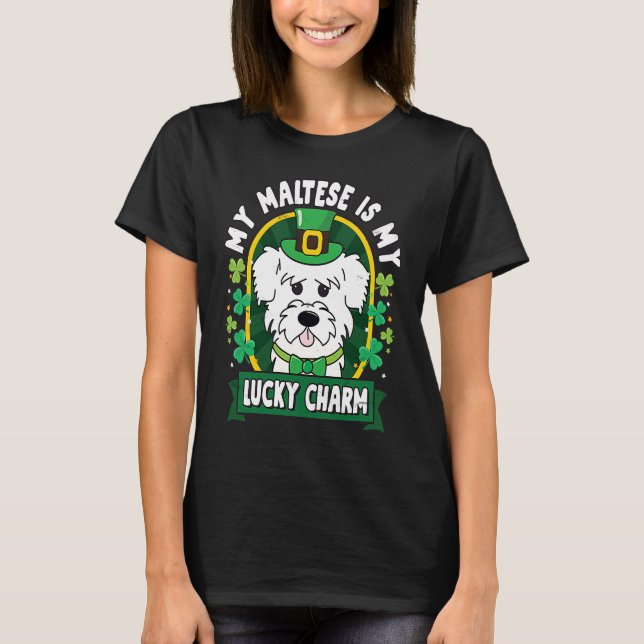 T-shirt Maltese St Patricks Lucky Charm Mom Dad (Devant)