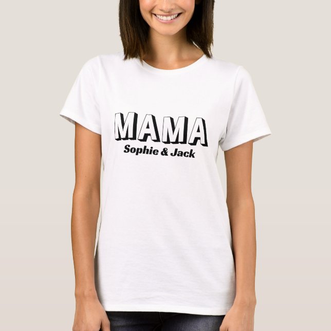 T-shirt Mama 2024 personnalisée avec les noms des enfants (Devant)