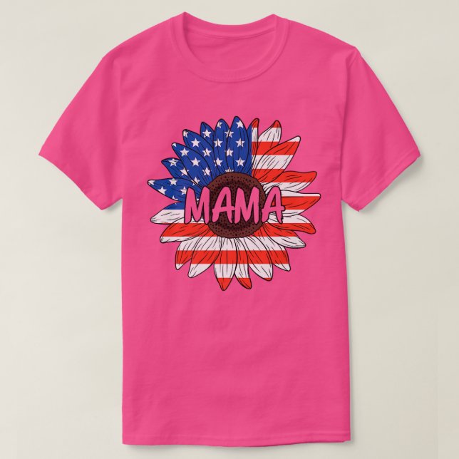 T-shirt Mama 4 juillet USA Sunflower Mignonne Maman Femmes (Design devant)