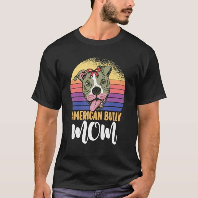 T-shirt Mama American Bully Maman Messy Bun Fête des Mères (Devant)