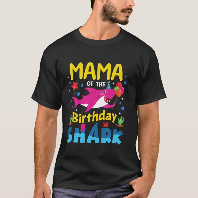 T-shirt Mama Anniversaire Enfants Requin Maman Fête Corres (Devant)