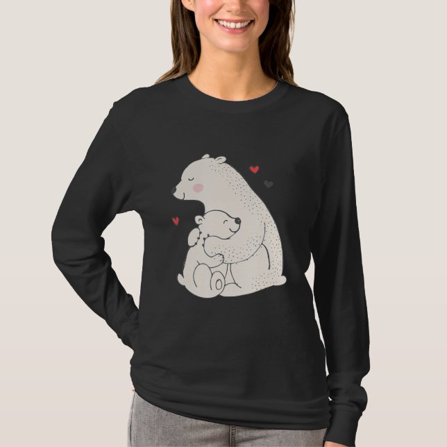 T-shirt Mama aux ours polaires mignons avec bébé (Devant)