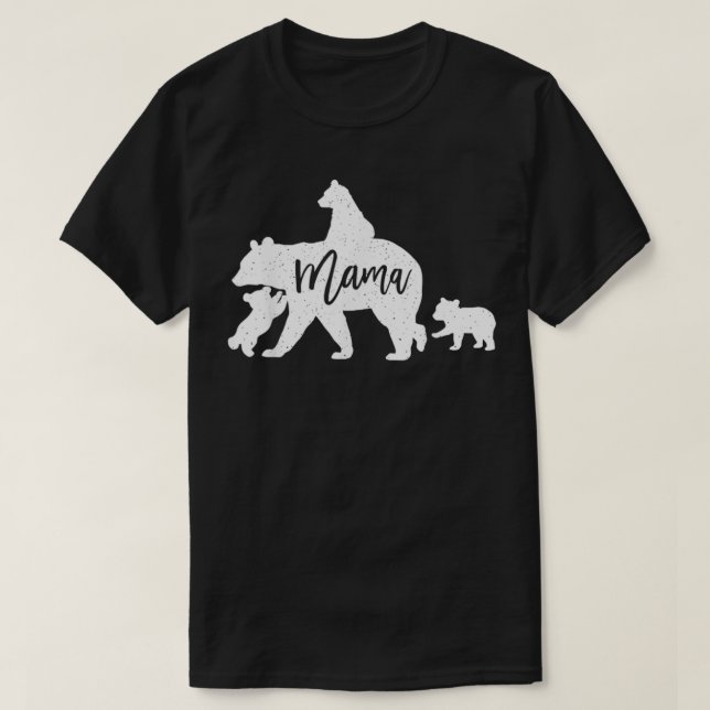 T-shirt Mama Bear 3 Bébé Bear Cubs Après Avoir Circulé Sur (Design devant)
